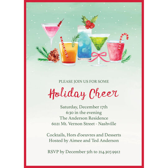 Watercolor Holiday Cocktail Invitations